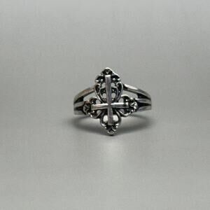 Y2K Vintage Gothic Silver Cross Ring – Size 8, Unisex, Brand New
